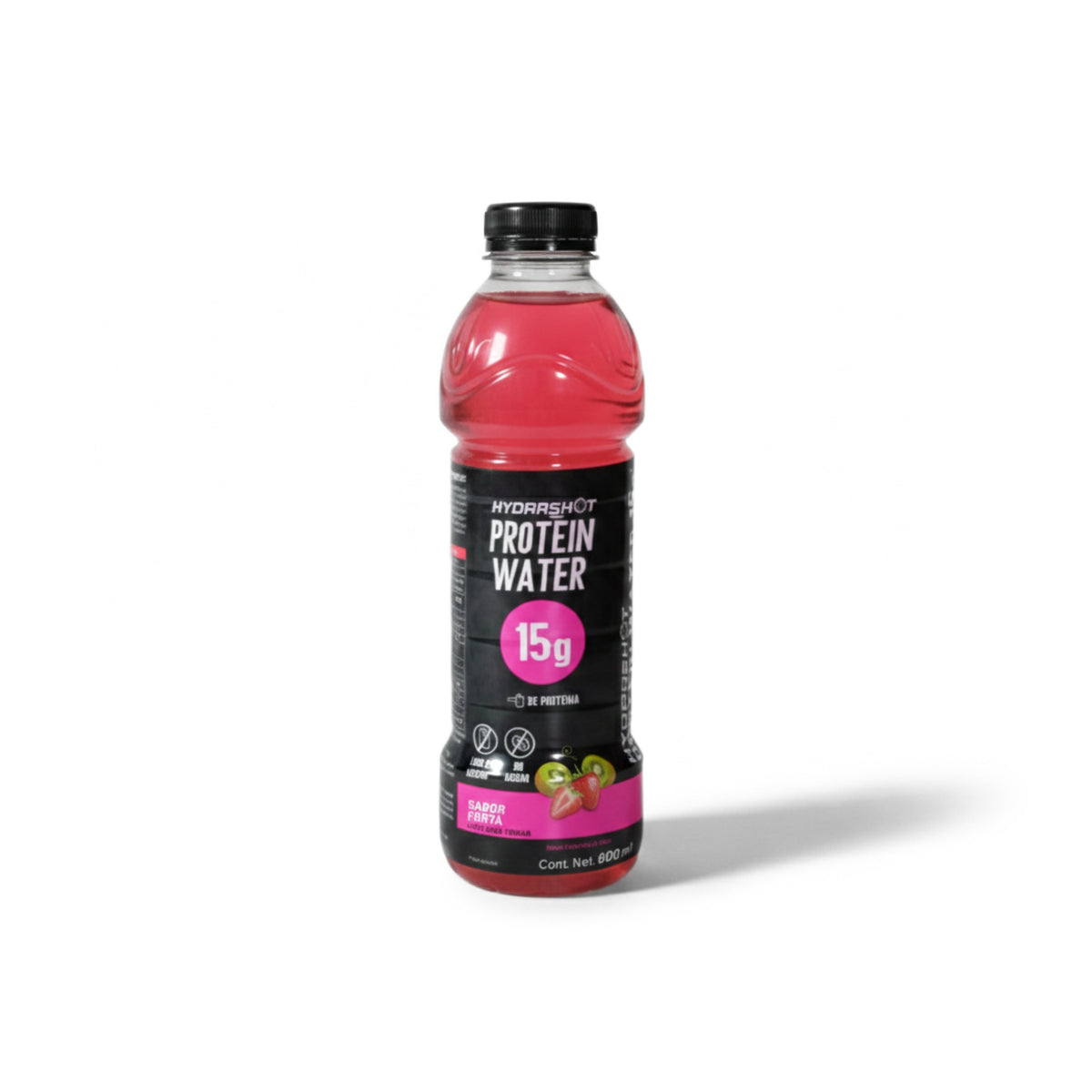 Botella de Hydrashot Protein Water sabor fresa kiwi con 15g de proteína e hidratación